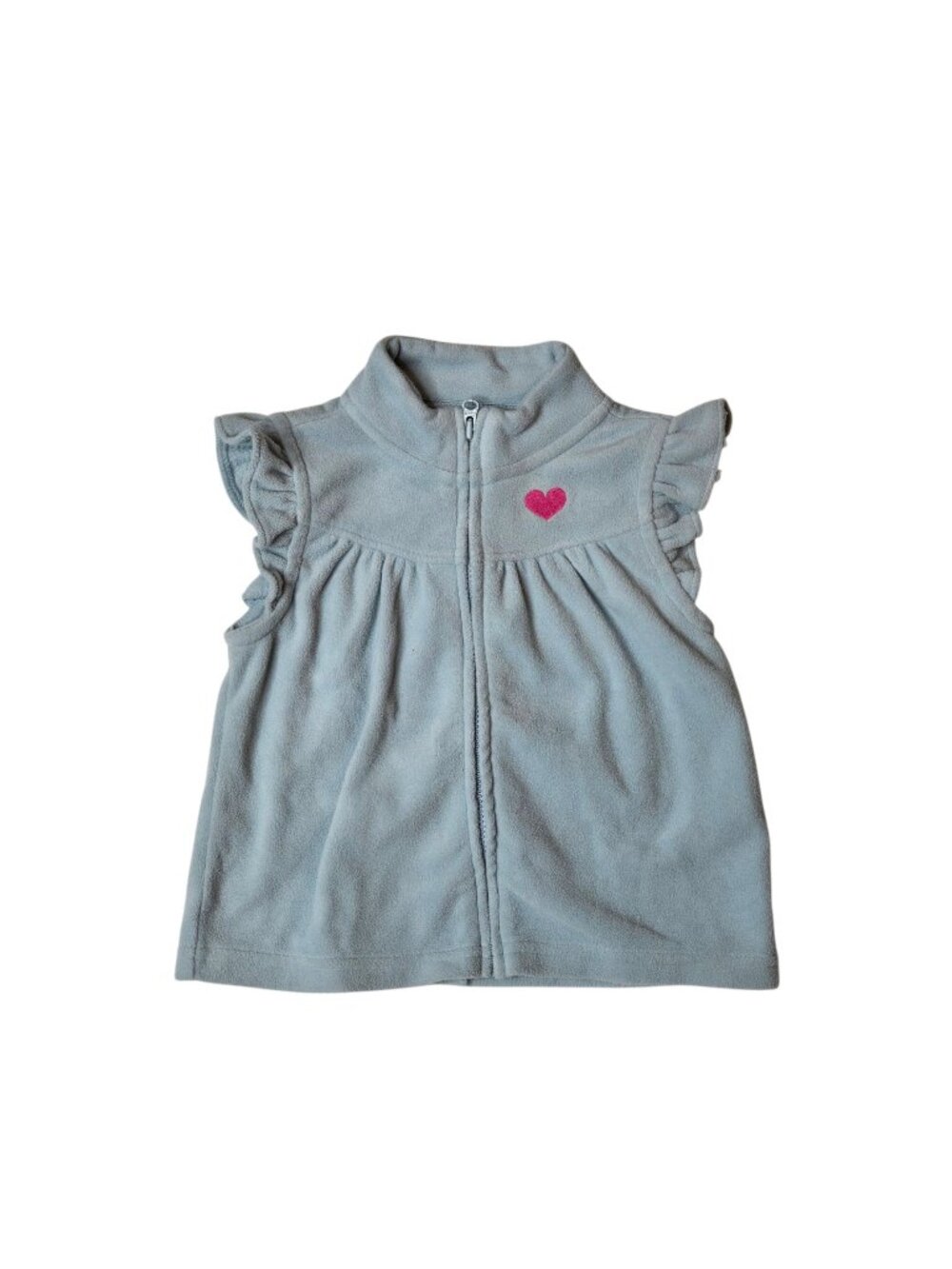 Child of Mine Carter's Baby Girl Fleece Vest 12M Blue Ruffle Heart Full Zip